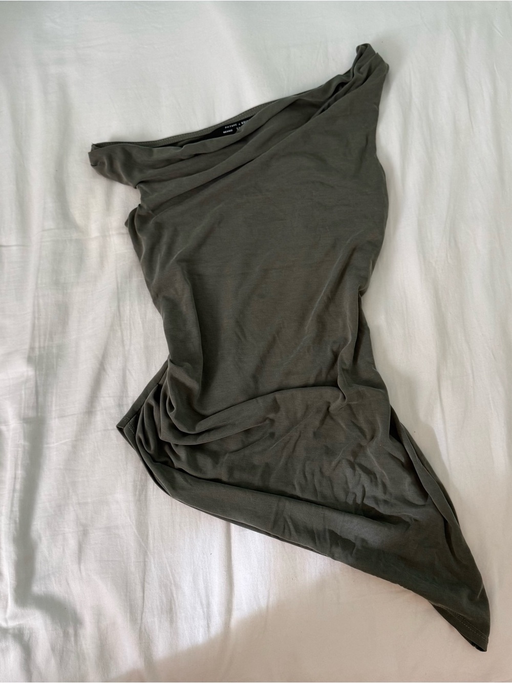 Urban Outfitters One-Shoulder Tee in Olive